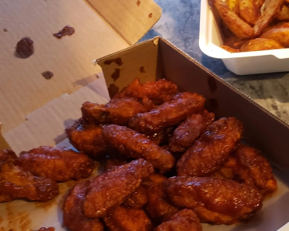 Spicy chicken wings at Ancaster Pizza, Hamilton